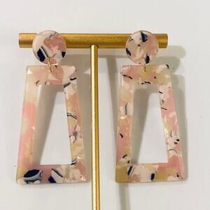 Acrylic Drop Style Earrings Pink